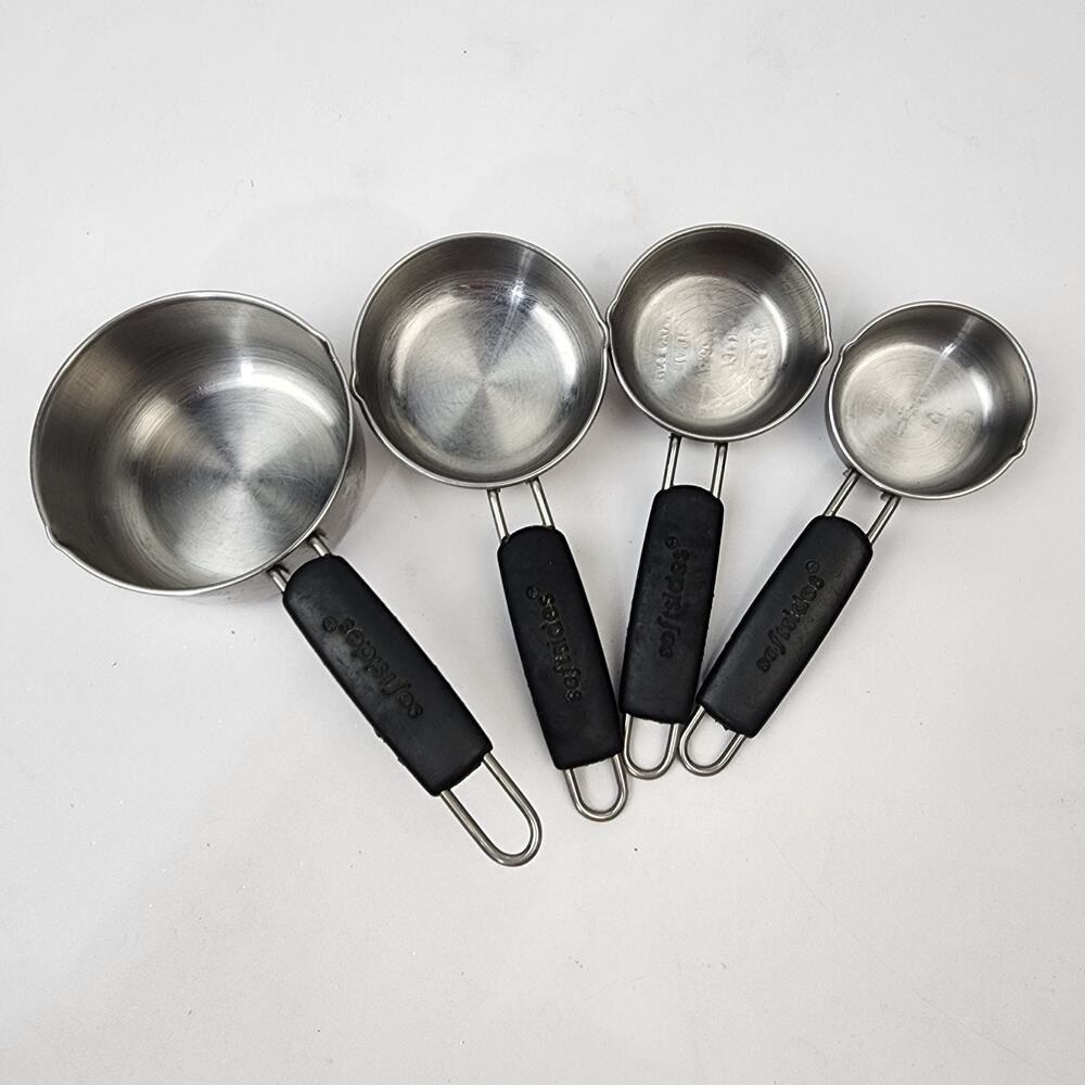 EKCO Stainless Steel Measuring Cups w/ Rubber Handles Set Of 4, 1/4 Cup To 1 Cup